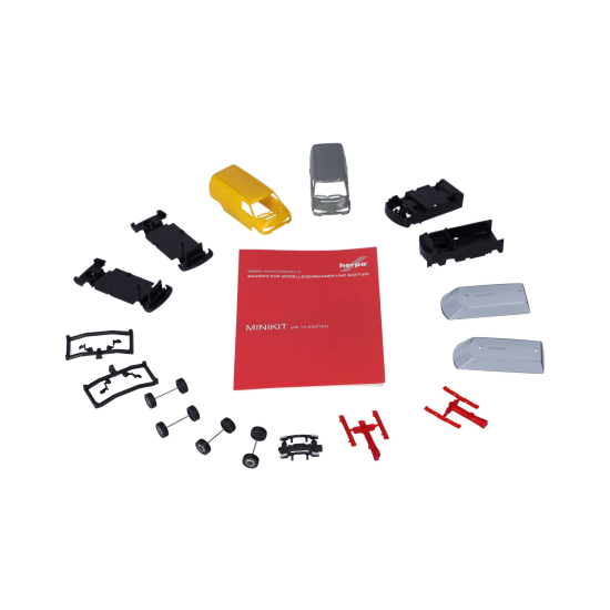 Herpa 012386-004 , MiniKit VW T4 Kasten, 2 szt. szary i żółty, Skala 1:87